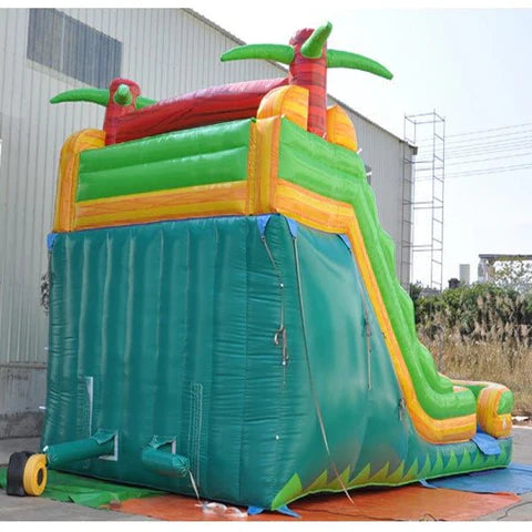 Inflatable Combo:  18'H Dual Lane Palm Tree Slide Wet n Dry